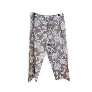Talbots Petites Womens Stretch cropped Pants Size 12 Floral